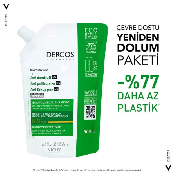 Vichy Dercos Anti Dandruff Kuru Saçlar İçin Kepek Karşıtı Şampuan 500 ml - Görsel 2