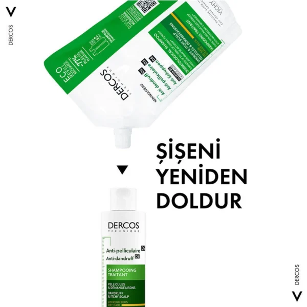 Vichy Dercos Anti Dandruff Kuru Saçlar İçin Kepek Karşıtı Şampuan 500 ml - Görsel 3