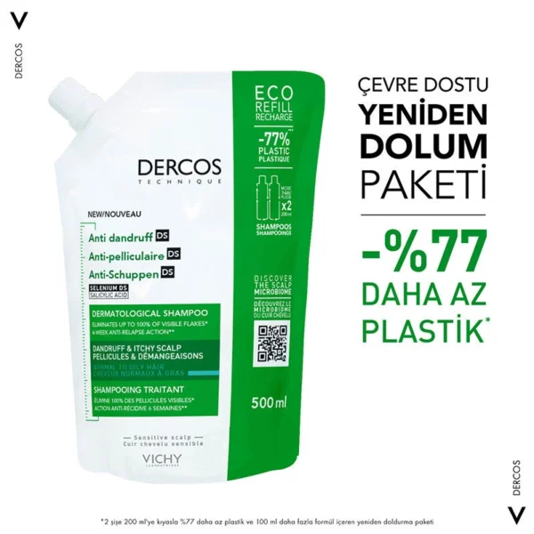 Vichy Dercos Anti Dandruff Yağlı Saçlar İçin Kepek Karşıtı Şampuan 500 ml - Görsel 2