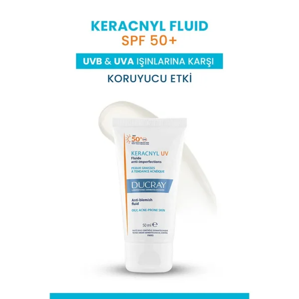 DUCRAY Keracnyl UV SPF50+ Yağlı Ciltler İçin Güneş Koruyucu 50 ml - Görsel 2