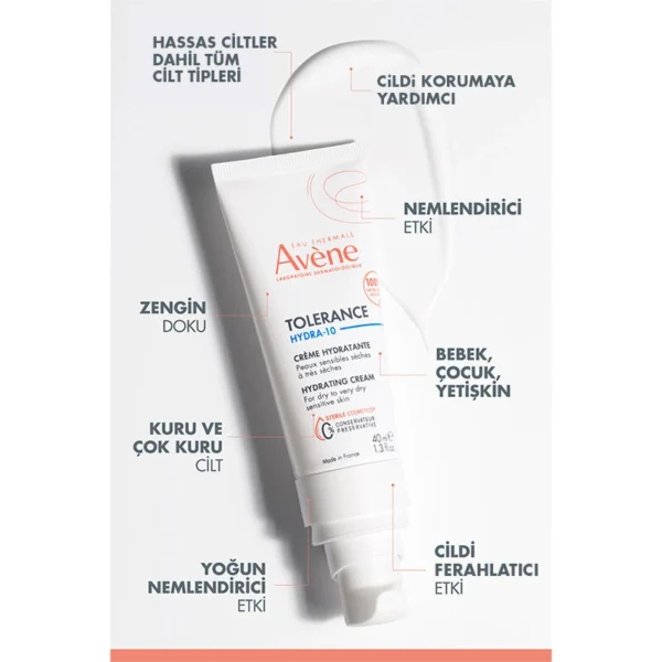 Avene TOLERANCE HYDRA-10 NEMLENDİRİCİ KREM 40 ml - Görsel 3