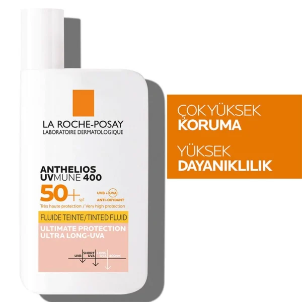 LA ROCHE POSAY ANTHELIOS UVMUNE 400 FLUID RENKLİ YÜZ GÜNEŞ KREMİ TÜM CİLT TİPLERİ İÇİN RENKLİ ÇOK YÜKSEK GÜNEŞ KORUMASI - Görsel 2