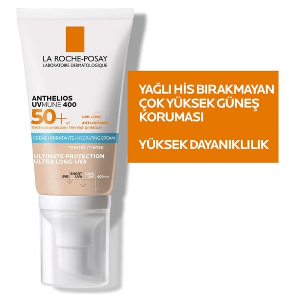 LA ROCHE POSAY ANTHELIOS UVMUNE HYDRATING RENKLİ GÜNEŞ KREMİ SPF50+Hassas Ciltler İçin Yüksek Korumalı Renkli Yüz Güneş Kremi - Görsel 2